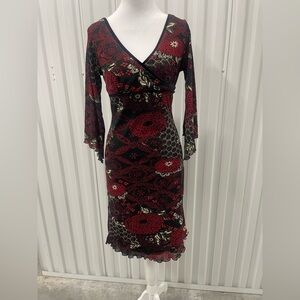 Y2K Ruby Rox Red Black Floral Babydoll Slip Dress Small Whimsigoth Fairy Witch